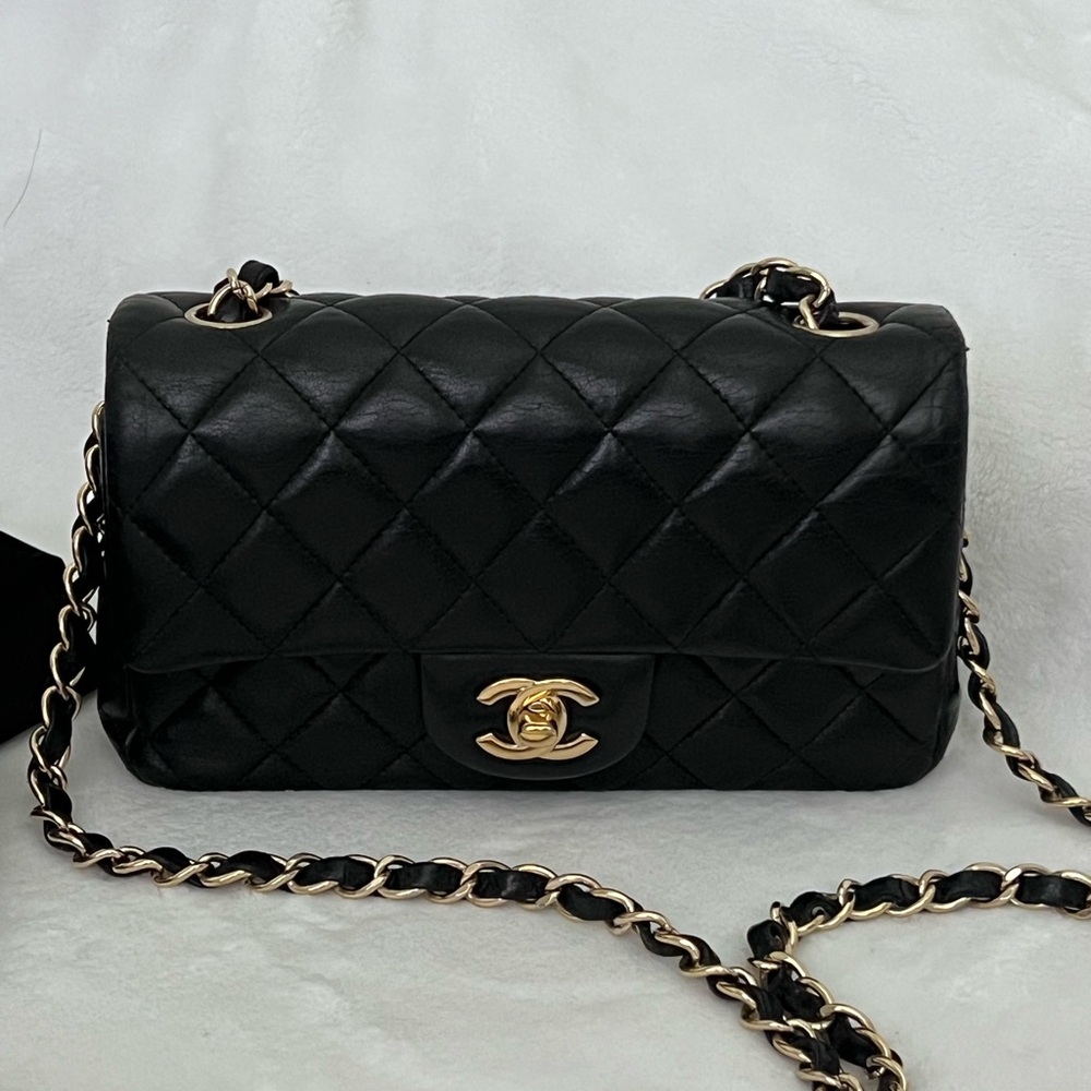 -SOLD- Chanel Black Quilted Leather Mini Classic Flap Bag